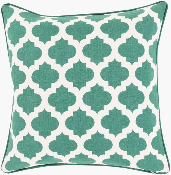 Surya Morrocan Printed Lattice Accent Pillow 18"L X 18"W - Elegant Cotton Cushion For Home Décor Medium Green Cotton Mpl010-2222