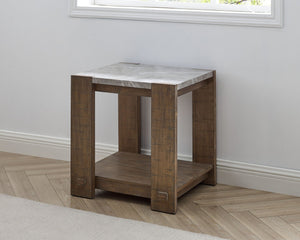 English Elm Steve Silver - Libby Sintered Stone End Table - Modern Rustic Design With Durable Wood & Stone Inlays, 30.25" L B081P157703-GIGA