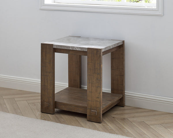 English Elm Steve Silver - Libby Sintered Stone End Table - Modern Rustic Design With Durable Wood & Stone Inlays, 30.25" L B081P157703-GIGA