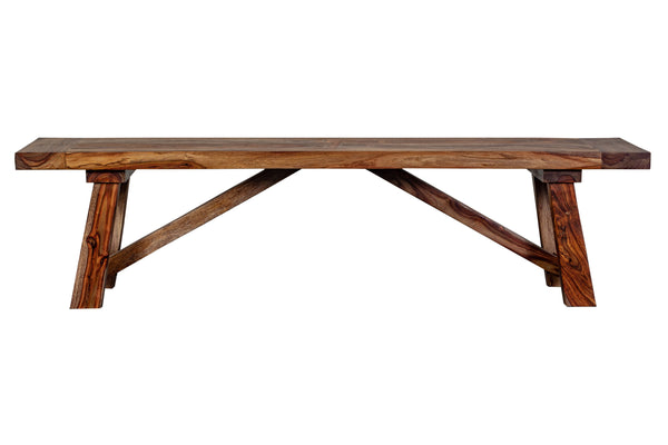 Porter Designs Kalispell Solid Sheesham Wood Dining Bench – Handcrafted Elegance For Your Home Brown Wood 07-196-13-2439