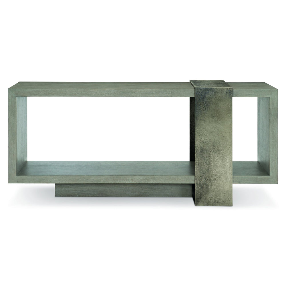 Bernhardt Bernhardt Linea Console Table, 72"W Cerused Greige Oak Veneer With Textured Graphite Banding 384910G
