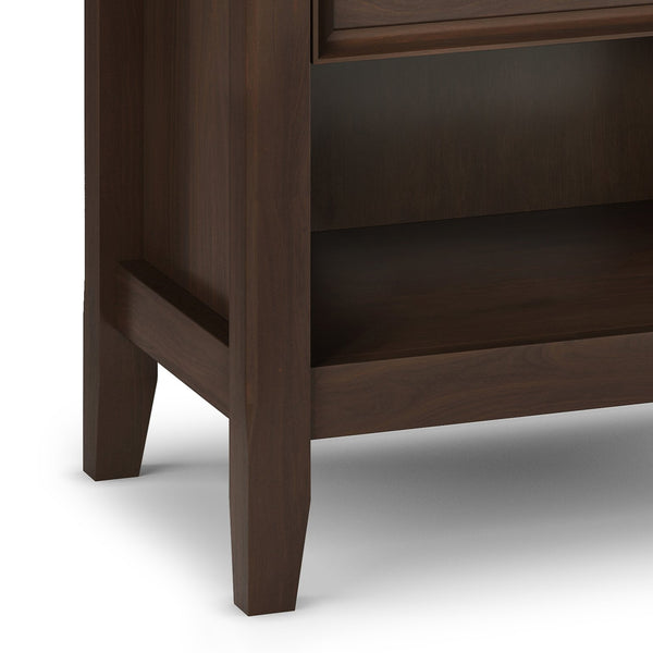 English Elm Amherst Bedside Table - Handcrafted Natural Aged Brown With Drawers & Open Shelf For Versatility B136P158368