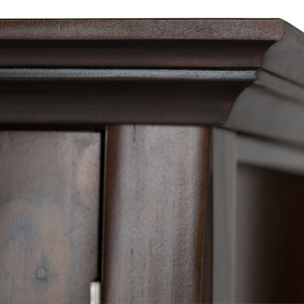 English Elm Acadian 39" Wide Solid Wood Transitional Storage Cabinet With Glass Doors In Brunette Brown Finish B136P159406
