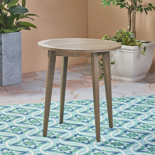 English Elm Stamford Round Solid Acacia Outdoor Bistro Table Weather Resistant Patio Dining 62919.00GRY