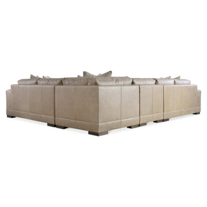 Bernhardt Bernhardt Lars Leather Sectional With Plush Deep Cushions, Wide Track Arms And Textured Wood Block Feet For Modern Living Space Comfort Tan K2094