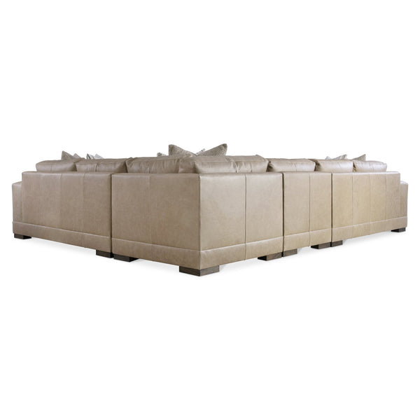 Bernhardt Bernhardt Lars Leather Sectional With Plush Deep Cushions, Wide Track Arms And Textured Wood Block Feet For Modern Living Space Comfort Tan K2094