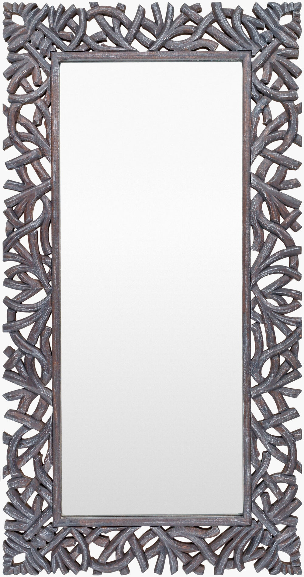Surya Manasquan Stylish Full Length Mirror 58"H X 30"W – Elegant Home Decor, Easy Maintenance & Chic Design Frame, Black Mango Wood Mqa002-5830