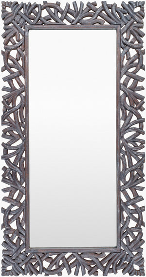 Surya Manasquan Stylish Full Length Mirror 58"H X 30"W – Elegant Home Decor, Easy Maintenance & Chic Design Frame, Black Mango Wood Mqa002-5830