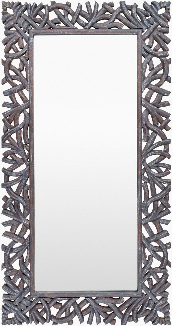 Surya Manasquan Stylish Full Length Mirror 58"H X 30"W – Elegant Home Decor, Easy Maintenance & Chic Design Frame, Black Mango Wood Mqa002-5830