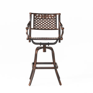 English Elm Christopher Knight Home® - TAHOE Cast Aluminum Bar Stool 29.5" Antique Copper Finish — Elegant Patterned Outdoor Patio Seating Durable 54024.00