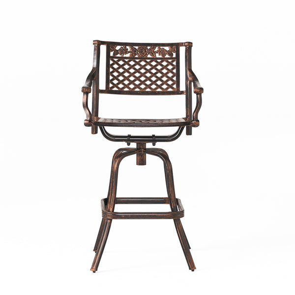 English Elm Christopher Knight Home® - TAHOE Cast Aluminum Bar Stool 29.5" Antique Copper Finish — Elegant Patterned Outdoor Patio Seating Durable 54024.00