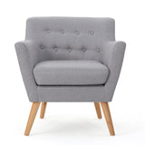 Christopher Knight Home® - Noble House - Meena Buttoned Mid Century Modern Light Grey Fabric Club Chair