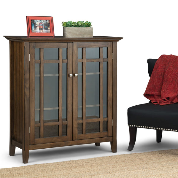 English Elm Bedford Medium Storage Cabinet - Handcrafted Rustic Charm With Adjustable Shelves & Glass Doors B136P158476
