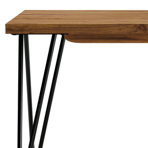 English Elm Colton Rustic Mango Wood Bench with Raw Edge Seat and Black Hairpin Legs — Handfinished Natural Finish (42") B136P158528