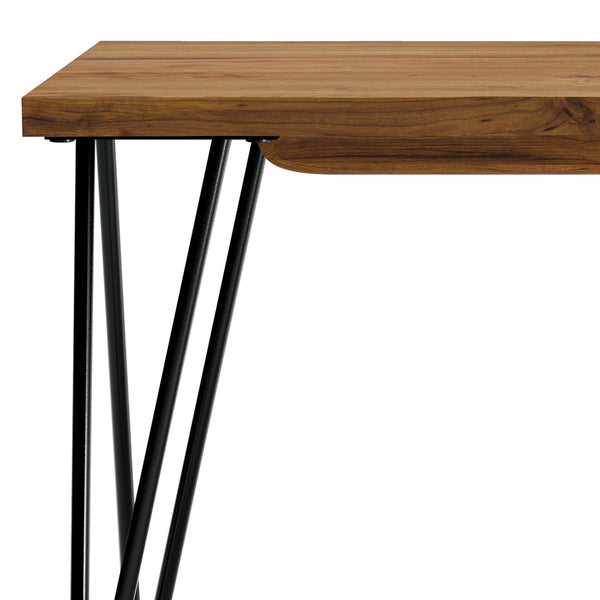 English Elm Colton Rustic Mango Wood Bench with Raw Edge Seat and Black Hairpin Legs — Handfinished Natural Finish (42") B136P158528