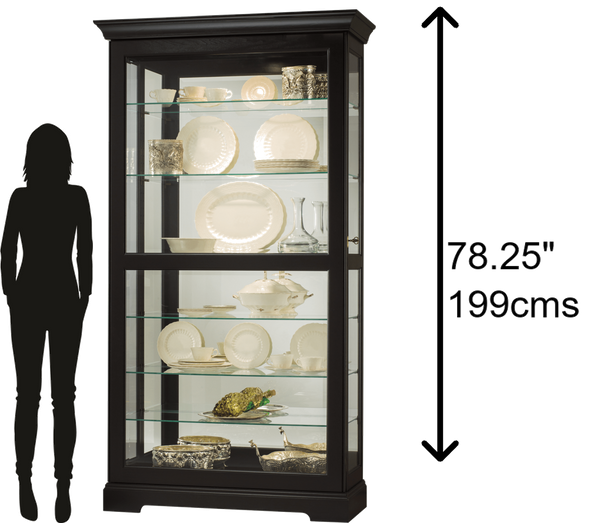 Hekman Furniture 680538 Howard Miller Tyler Ii Curio Cabinet - Elegant Black Satin Display With Adjustable Shelves Black Satin Tyler Ii Curio Cabinet 680538