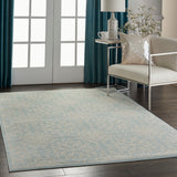 Nourison Jubilant JUB06 Machine Made Power-loomed Narrow Border Indoor Only Farmhouse Contemporary Rug Ivory Green, Aqua 100% Polypropylene 99446478306