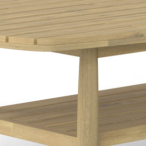 English Elm Bayshore Light Teak Outdoor Coffee Table — Solid Acacia Slatted Top, Weather-Resistant, 43.3" W B136P159365
