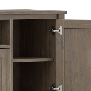 English Elm Ela 72" TV Media Stand Smoky Brown – Solid Wood, Extra-Wide for Up to 80" TVs, X-Shaker Doors, Cord Management B136P158606