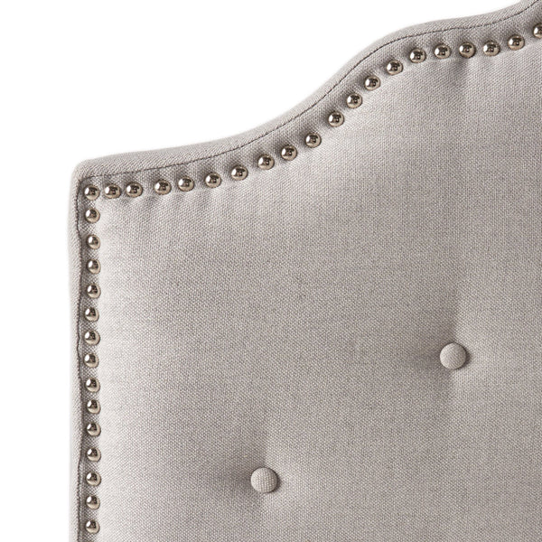 English Elm Tufted Queen Headboard with Nailhead Trim Solid Wood Frame and Adjustable Metal Legs Light Grey 57877.00LGRY