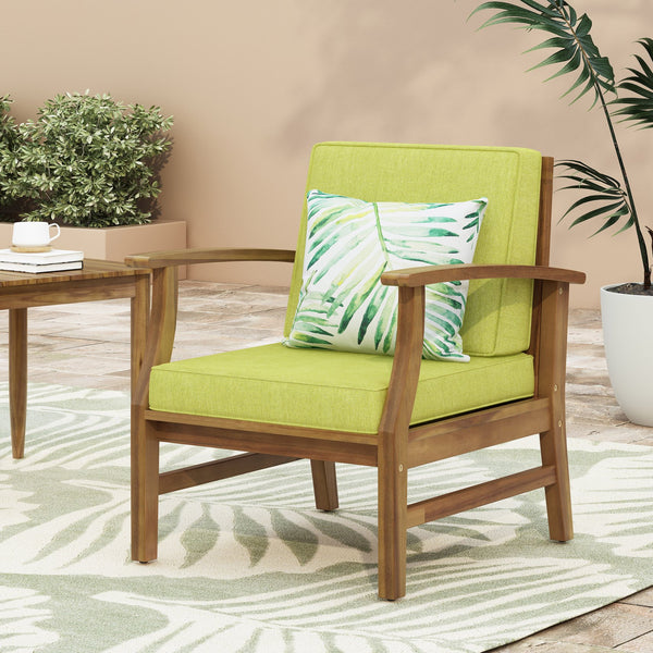 English Elm Perla Solid Acacia Outdoor Club Chair Slatted Hardwood Frame Resort Patio Seat 61442.00GRN