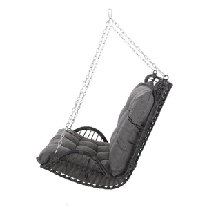 English Elm Christopher Knight Home® - ARRUDA Wicker Porch Swing with Water-Resistant Cushions, Iron Frame, Boho Outdoor Hanging Seat, 800 lb Capacity Grey 70653.00GRY