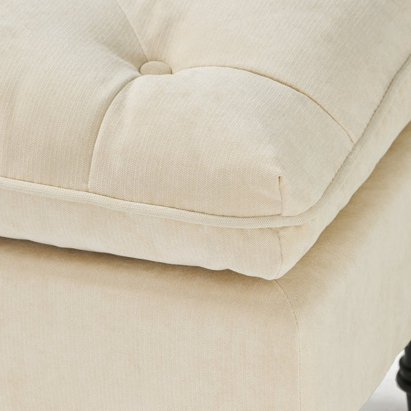 English Elm Lofton Button Tufted Round Ottoman with Turned Birch Legs for Living Room Seating 53081.00