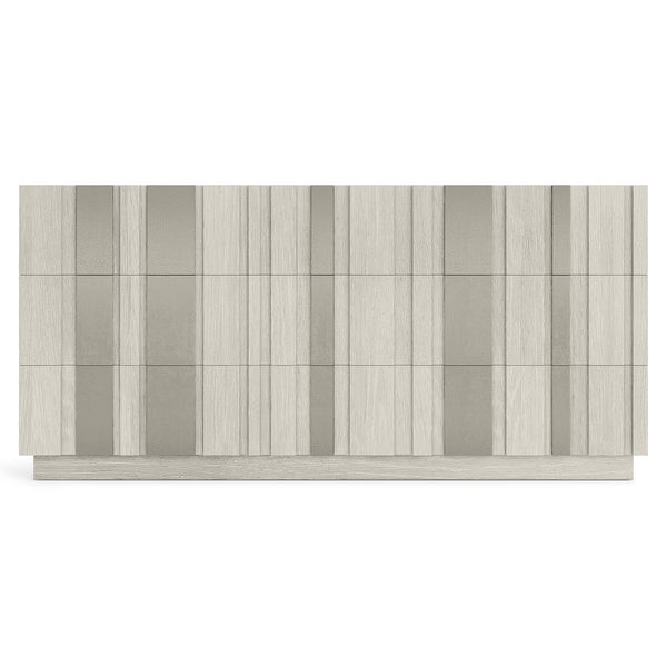 Bernhardt Bernhardt Tempo Dresser In Wire-Brushed Oak With Satin Nickel Overlays, 6 Push-To-Open Drawers (72") 346052