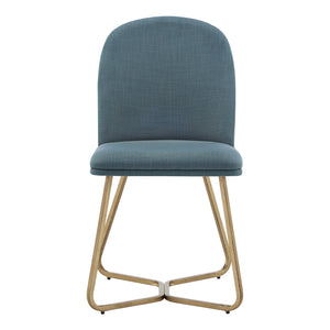 Homelegance By Top-Line DuBose Linen Upholstered Dining Chairs (Set of 2) Blue Metal