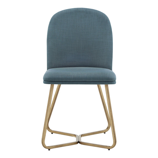 Homelegance By Top-Line DuBose Linen Upholstered Dining Chairs (Set of 2) Blue Metal