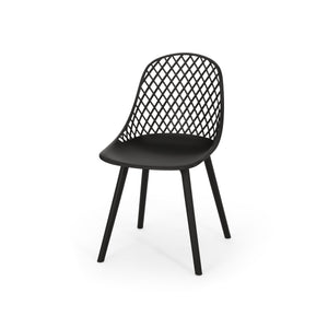 English Elm Christopher Knight Home® - LILY Outdoor Dining Chair with Weather-Resistant Polypropylene, Diamond Mesh Design for Durability Black 27.5 L x 21.2 W x 20.3 H 69070.00