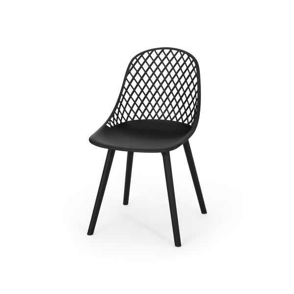 English Elm Christopher Knight Home® - LILY Outdoor Dining Chair with Weather-Resistant Polypropylene, Diamond Mesh Design for Durability Black 27.5 L x 21.2 W x 20.3 H 69070.00