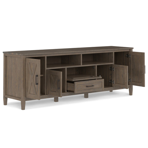 English Elm Ela 72" TV Media Stand Smoky Brown – Solid Wood, Extra-Wide for Up to 80" TVs, X-Shaker Doors, Cord Management B136P158606