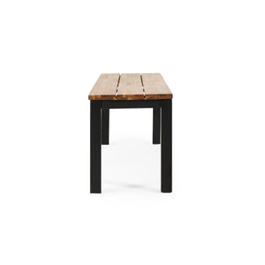 English Elm Lindsey Outdoor Acacia Wood Slat Bench with Metal Base for Patio and Garden Spaces 71986.00MP1