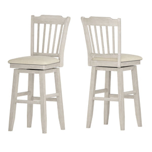 Homelegance By Top-Line Juliette Slat Back Bar Height Wood Swivel Bar Stool White Rubberwood
