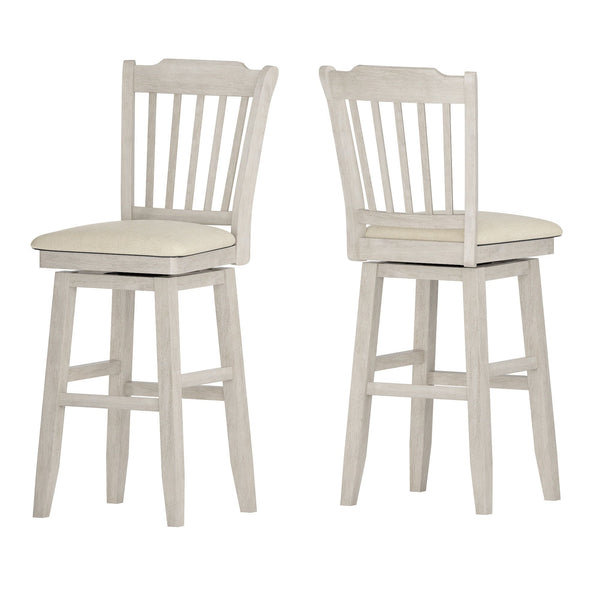 Homelegance By Top-Line Juliette Slat Back Bar Height Wood Swivel Bar Stool White Rubberwood