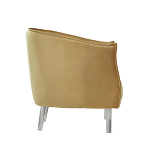 Homelegance By Top-Line Namine Velvet Barrel Back Acrylic Leg Accent Chair Gold Velvet