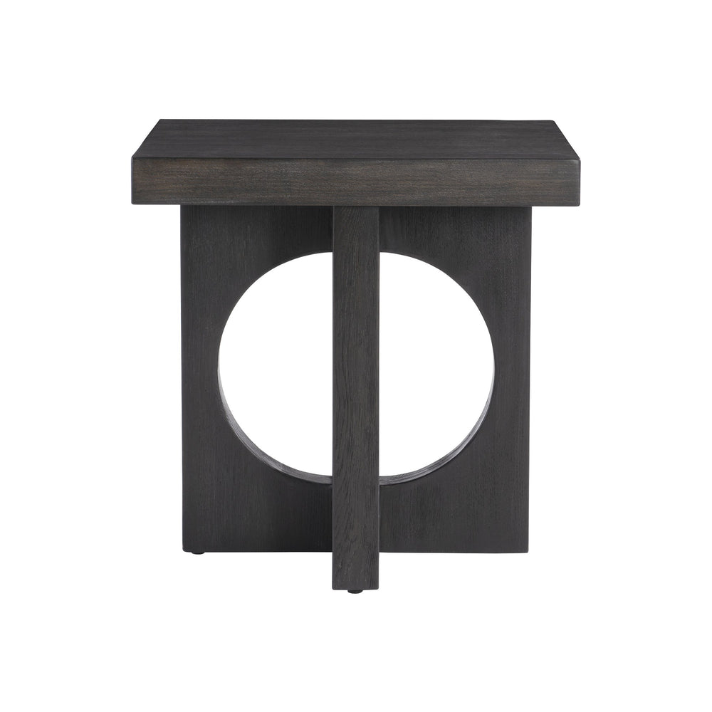 Bernhardt Bernhardt Micah Side Table — Wire-Brushed White Oak, Black Truffle Finish, Sculptural Geometric Accent (24"W X 24"H) 557121