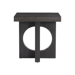 Bernhardt Bernhardt Micah Side Table — Wire-Brushed White Oak, Black Truffle Finish, Sculptural Geometric Accent (24"W X 24"H) 557121