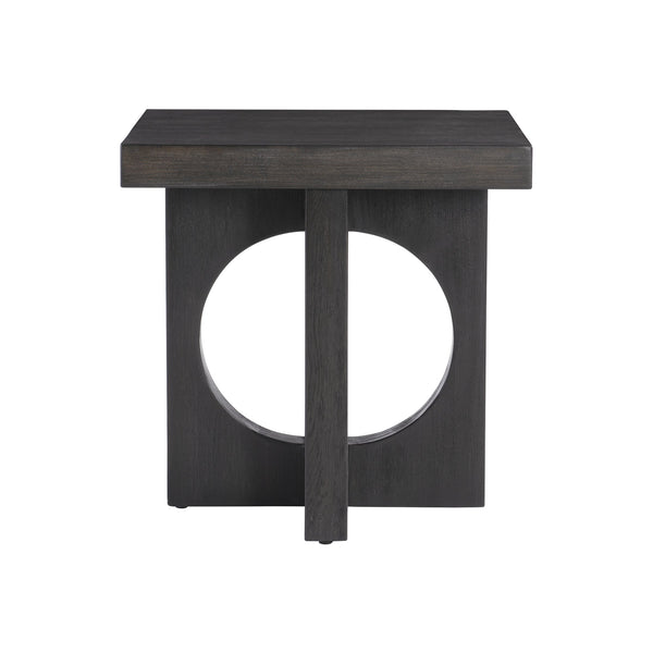 Bernhardt Bernhardt Micah Side Table — Wire-Brushed White Oak, Black Truffle Finish, Sculptural Geometric Accent (24"W X 24"H) 557121