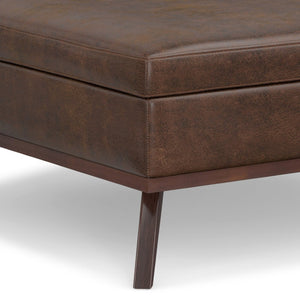 English Elm Owen - Mid-Century Inspired Xl Square Coffee Table Ottoman With Hidden Storage In Brown Vegan Leather B136P159202-GIGA