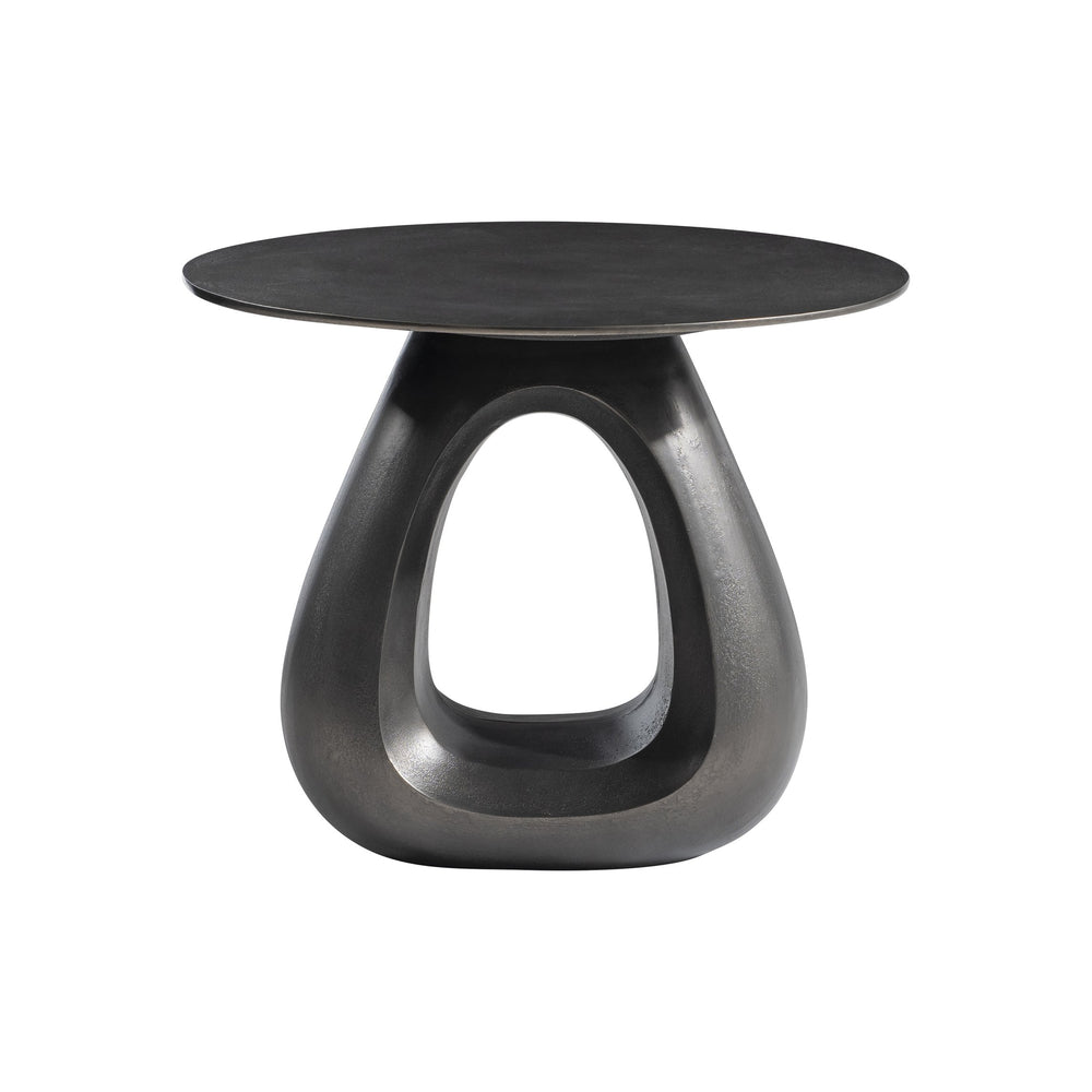 Bernhardt Bernhardt Sculptural Ursa Side Table — Black Nickel Cast Aluminum Teardrop Base, Durable 22"X18" 328405