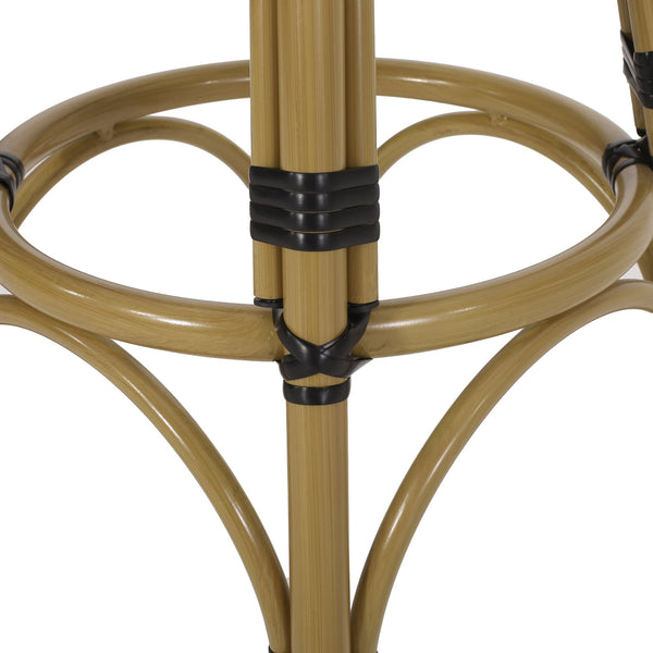 English Elm Outdoor Tropical Pe Rattan Backless Barstools Aluminum Frame Poolside Set of 2 72607.00BLK