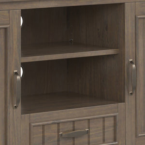 English Elm Lev Smoky Brown TV Media Stand for TVs up to 60" — Handcrafted Solid Wood, Adjustable Shelves, Cord Management, Brushed Bronze Handles B136P158821