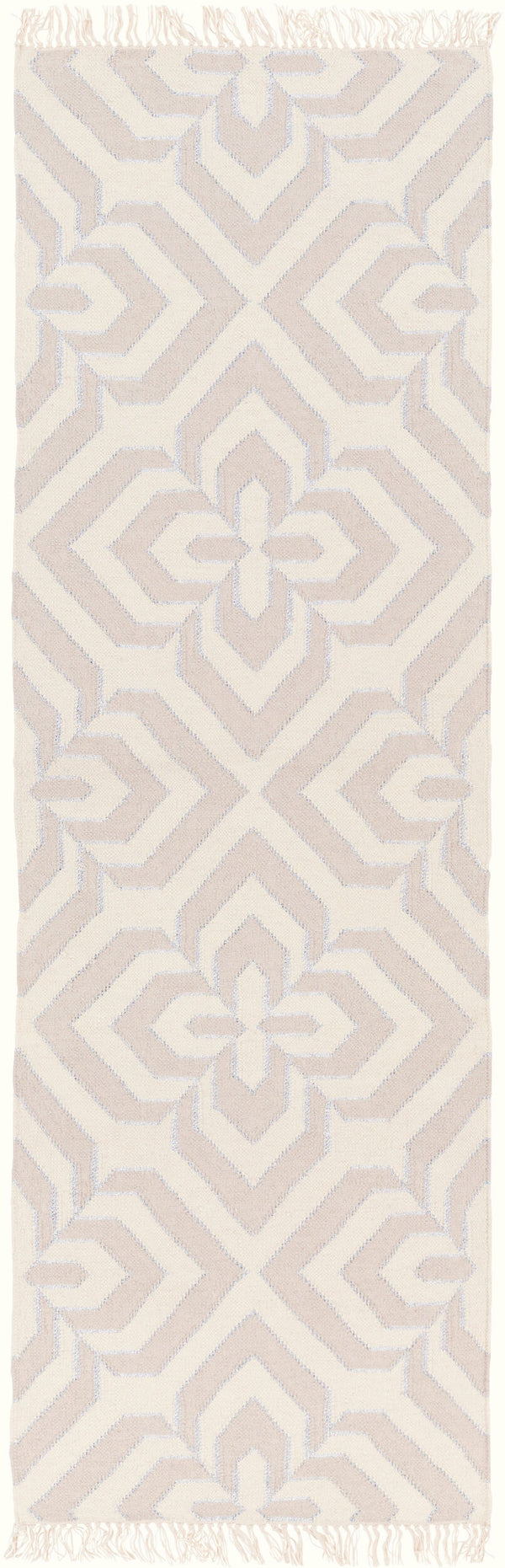 Surya Marinda Mri-8000 2'6" X 8' Handmade Wool Rug – Durable, Modern Design With Metallic Thread Elegance Ivory Wool,Metallic Thread Mri8001-268