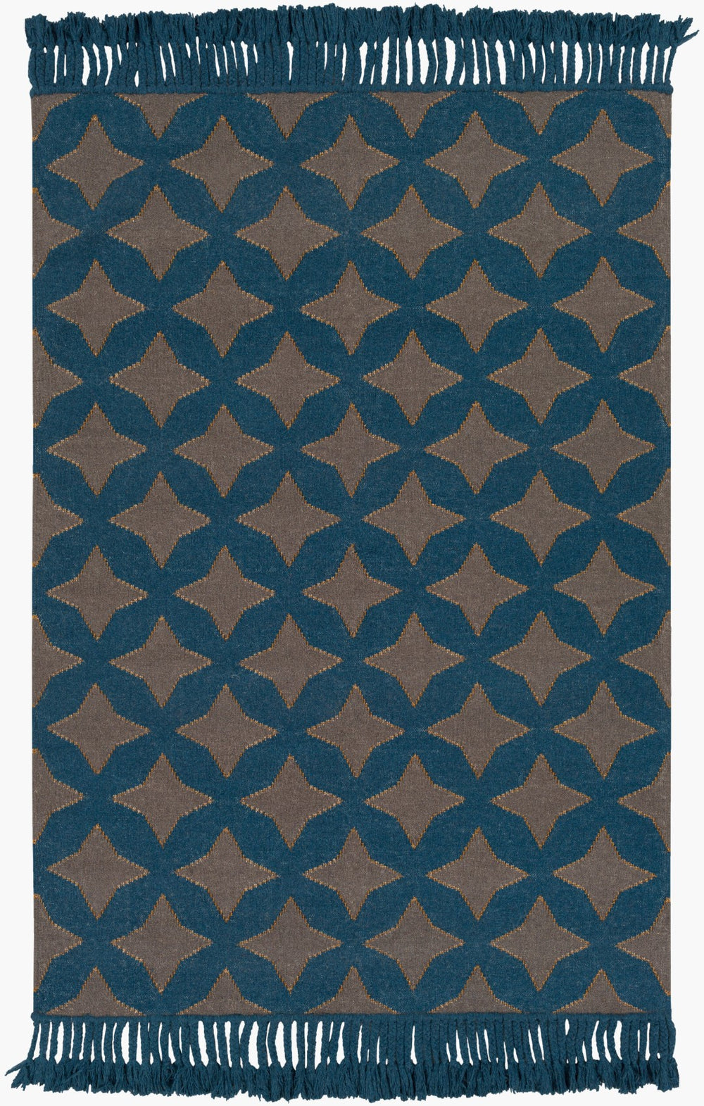 Surya Marinda Mri-8000 2'6" X 8' Handmade Wool Rug – Durable, Modern Design With Metallic Thread Elegance Dark Blue Wool,Metallic Thread Mri8002-810