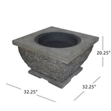 Christopher Knight Home® - Noble House - Mia Outdoor 32" Wood Burning Light-Weight Concrete Square Fire Pit