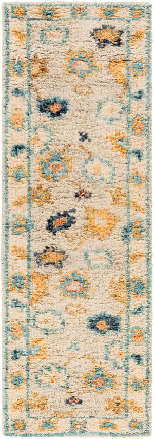 Marrakech MRK-2300 2'6" x 8' Runner Handmade Rug MRK2300-268  Dark Blue, Sky Blue, Orange, Mustard, Tan, Beige Surya