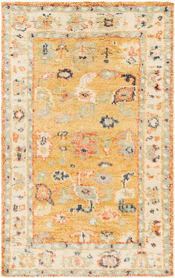 Surya Marrakech Handmade Wool Rug 2' X 3' - Luxurious High Pile Design For Modern And Classic Homes Mustard Wool Mrk2302-23