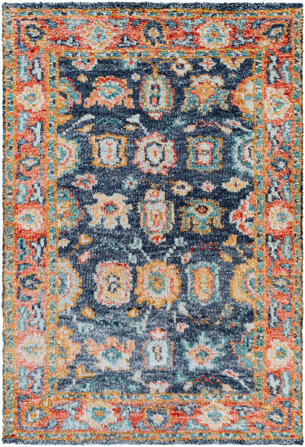 Marrakech MRK-2303 6' x 9' Handmade Rug MRK2303-69  Burnt Orange, Dusty Coral, Rust, Dark Blue, Mustard, Denim Surya